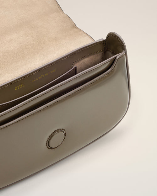 Grey Glazed Leather Small Crossbody Paris Paris Bag - 12 - Ami Paris