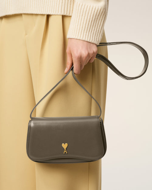 Grey Glazed Leather Small Crossbody Paris Paris Bag - 4 - Ami Paris