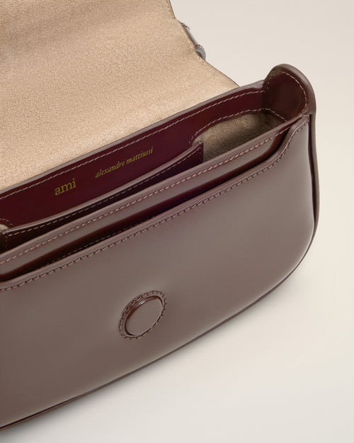 Burgundy Glazed Leather Small Crossbody Paris Paris Bag - 12 - Ami Paris