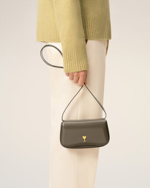 Grey Glazed Leather Small Crossbody Paris Paris Bag - 2 - Ami Paris