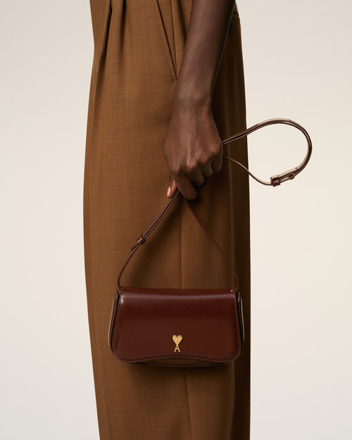 Burgundy Glazed Leather Small Crossbody Paris Paris Bag - 4 - Ami Paris