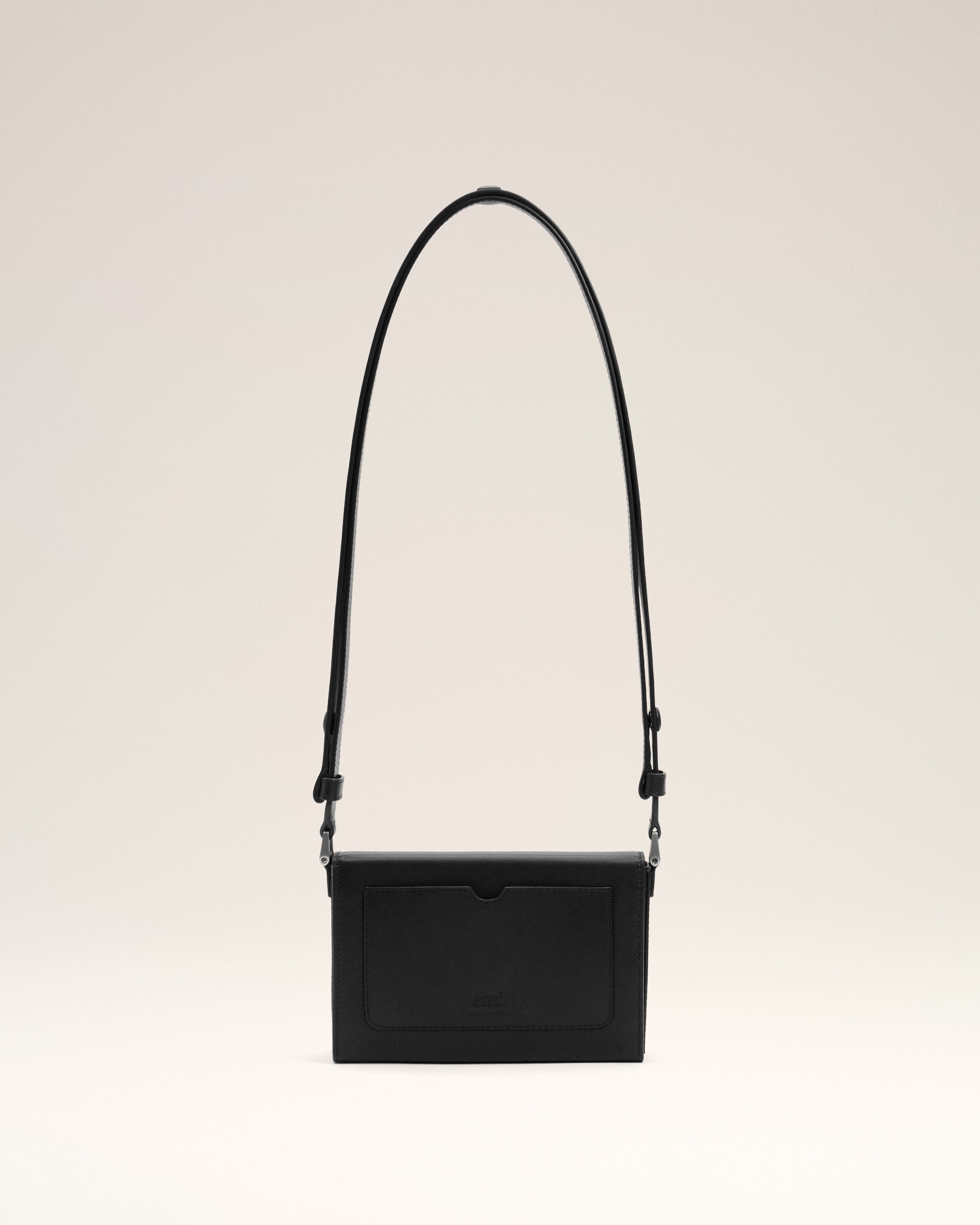 BLACK Black Smooth Leather Ami De Coeur Lunch Box Bag | AMI PARIS