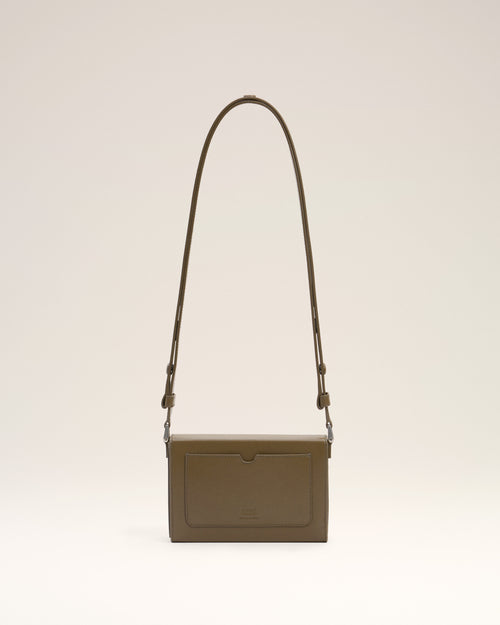 Green Smooth Leather Ami De Coeur Lunch Box Bag - 10 - Ami Paris