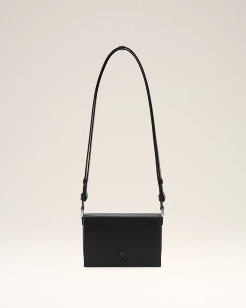                             Black Smooth Leather Ami De Coeur Lunch Box Bag - 3                         - Ami Paris
