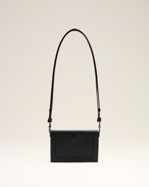 Black Smooth Leather Ami De Coeur Lunch Box Bag - 10 - Ami Paris