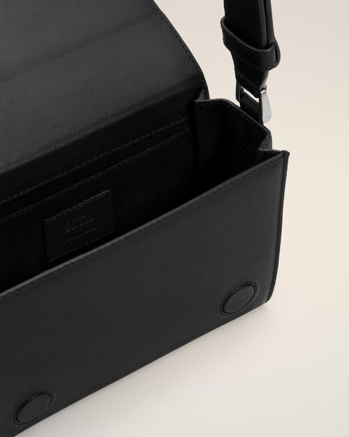 Black Smooth Leather Ami De Coeur Lunch Box Bag - 6 - Ami Paris