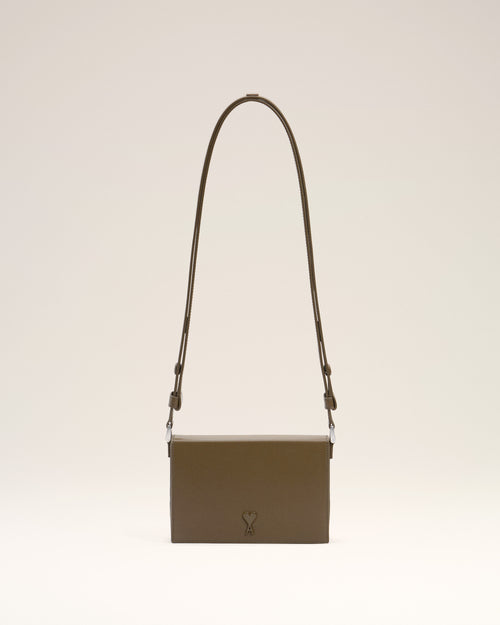 Green Smooth Leather Ami De Coeur Lunch Box Bag - 1 - Ami Paris