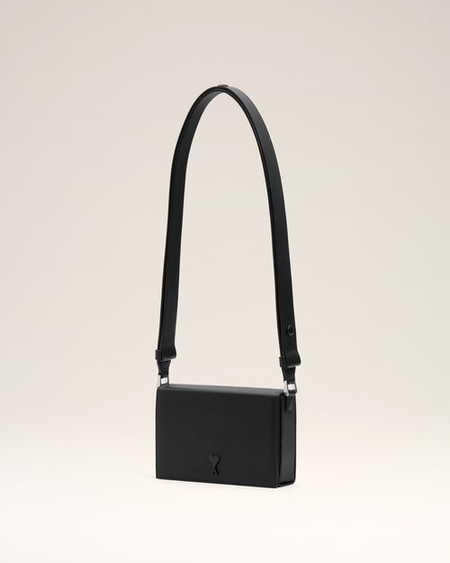 Black Smooth Leather Ami De Coeur Lunch Box Bag - 3 - Ami Paris