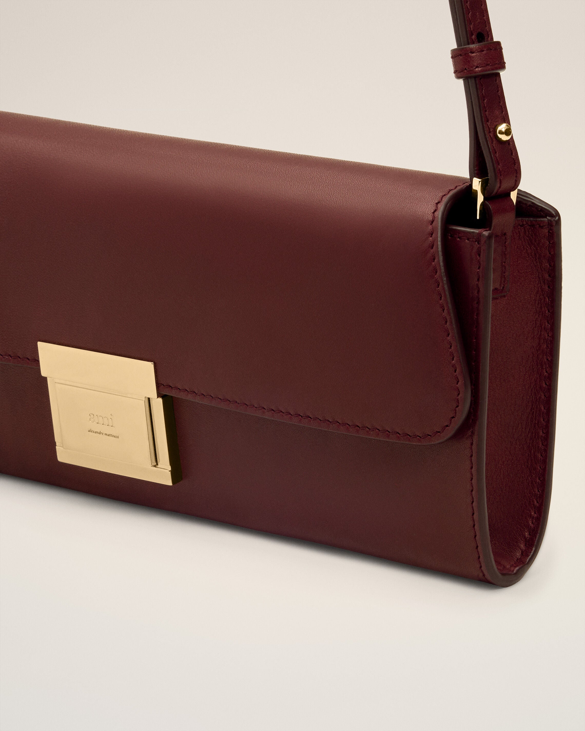 Pochette Mimi in pelle liscia bordeaux - 5