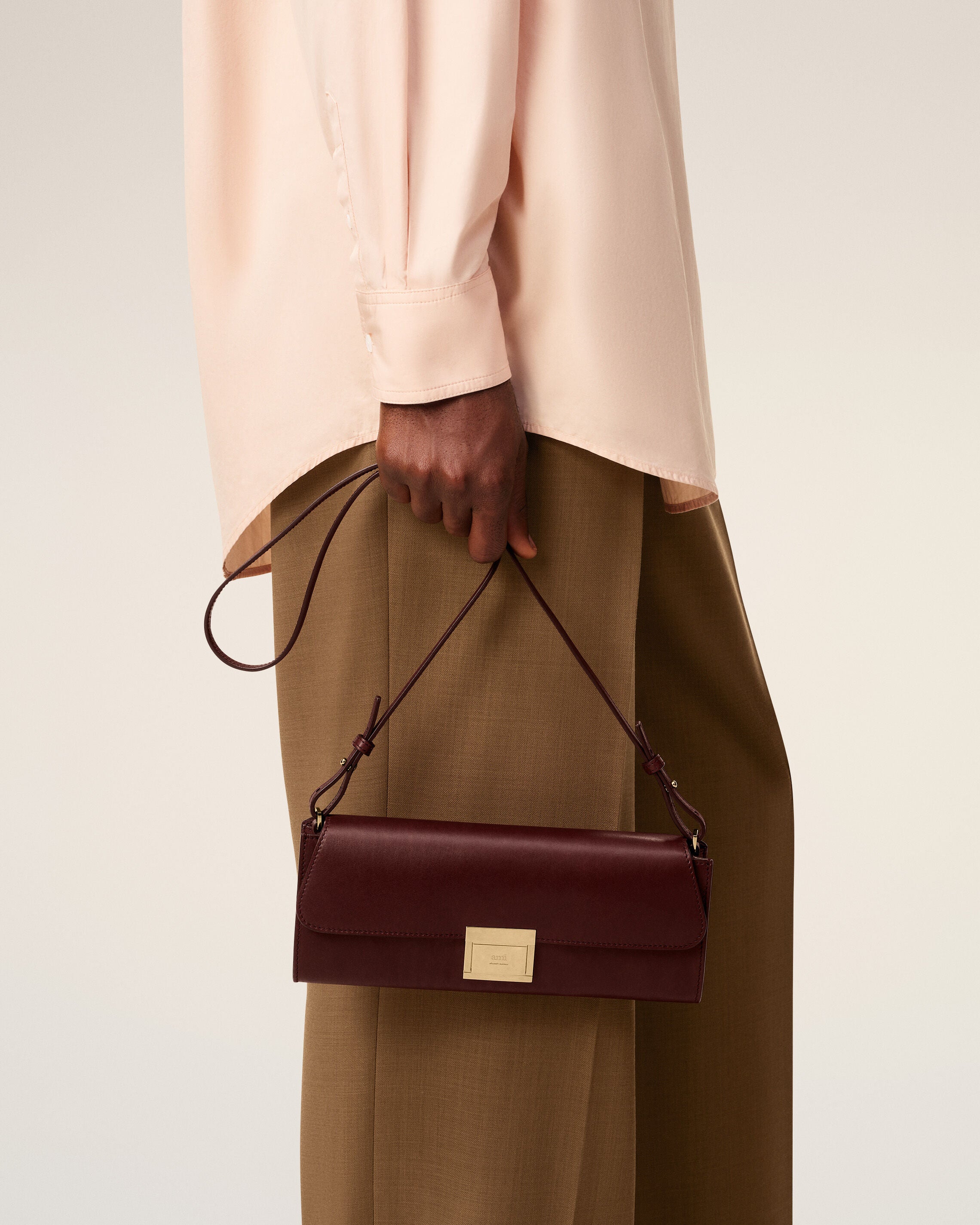 Pochette Mimi in pelle liscia bordeaux - 2
