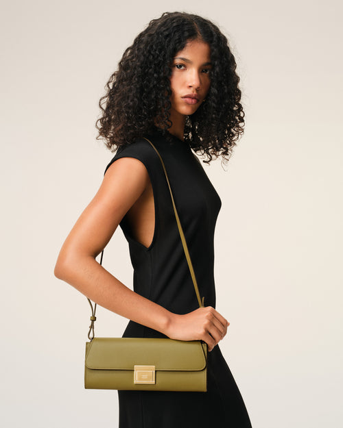                                     Pochette Mimi Vert en Cuir De Veau - 3                                 - Ami Paris