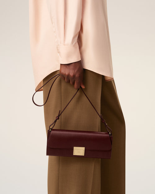 Burgundy Smooth Leather Mimi Pouch - 2 - Ami Paris