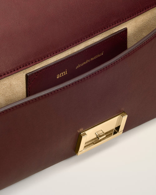 Burgundy Smooth Leather Mimi Pouch - 6 - Ami Paris
