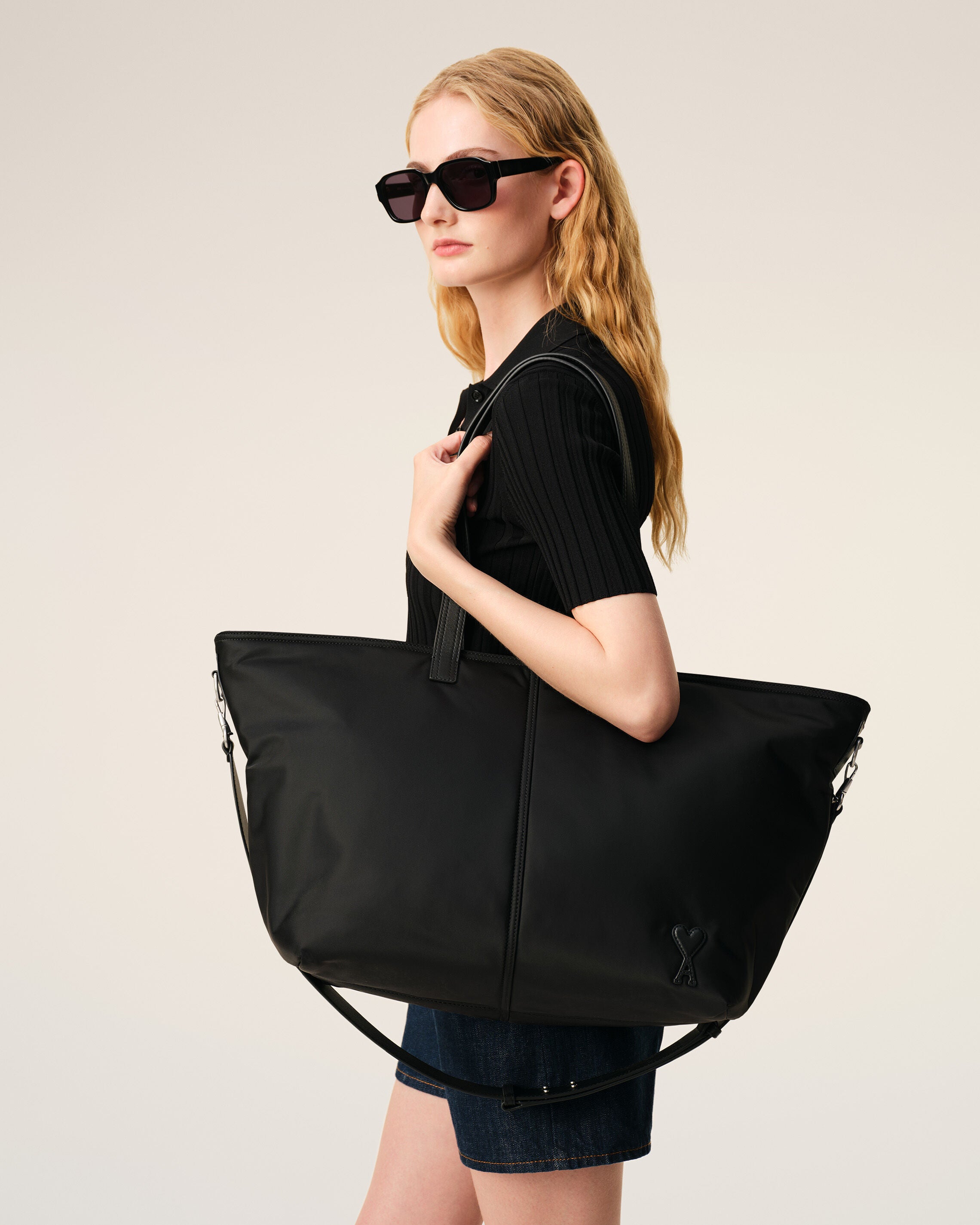 Black Nylon Marcel Small Shopping Bag - 8