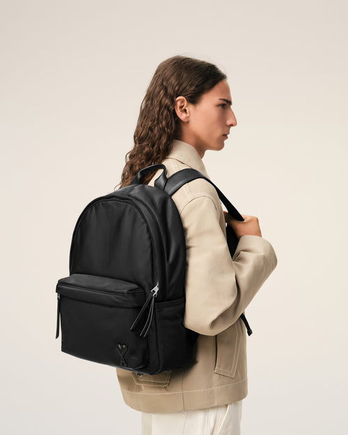 Sac A Dos Marcel Noir en Nylon - 2 - Ami Paris