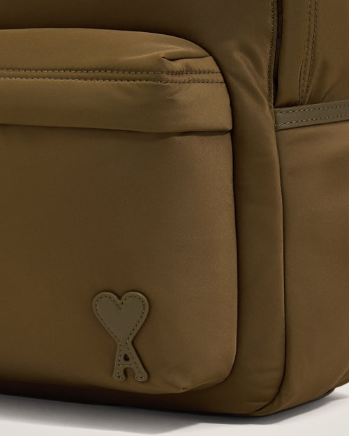 Brown nylon Marcel backpack - Man - 5 - AMI Paris - Ami Paris