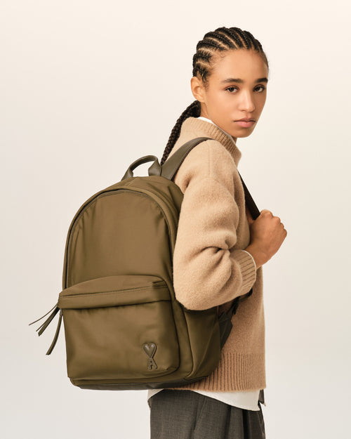 Brown nylon Marcel backpack - Woman - 8 - AMI Paris - Ami Paris