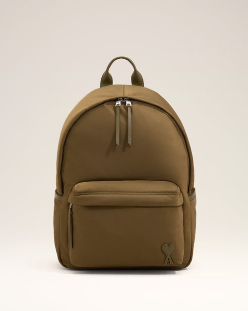 Brown nylon Marcel backpack - Man - 1 - AMI Paris - Ami Paris