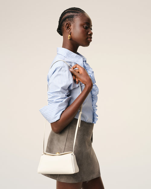 White Cow Leather Mini Carrousel Bag - 16 - Ami Paris