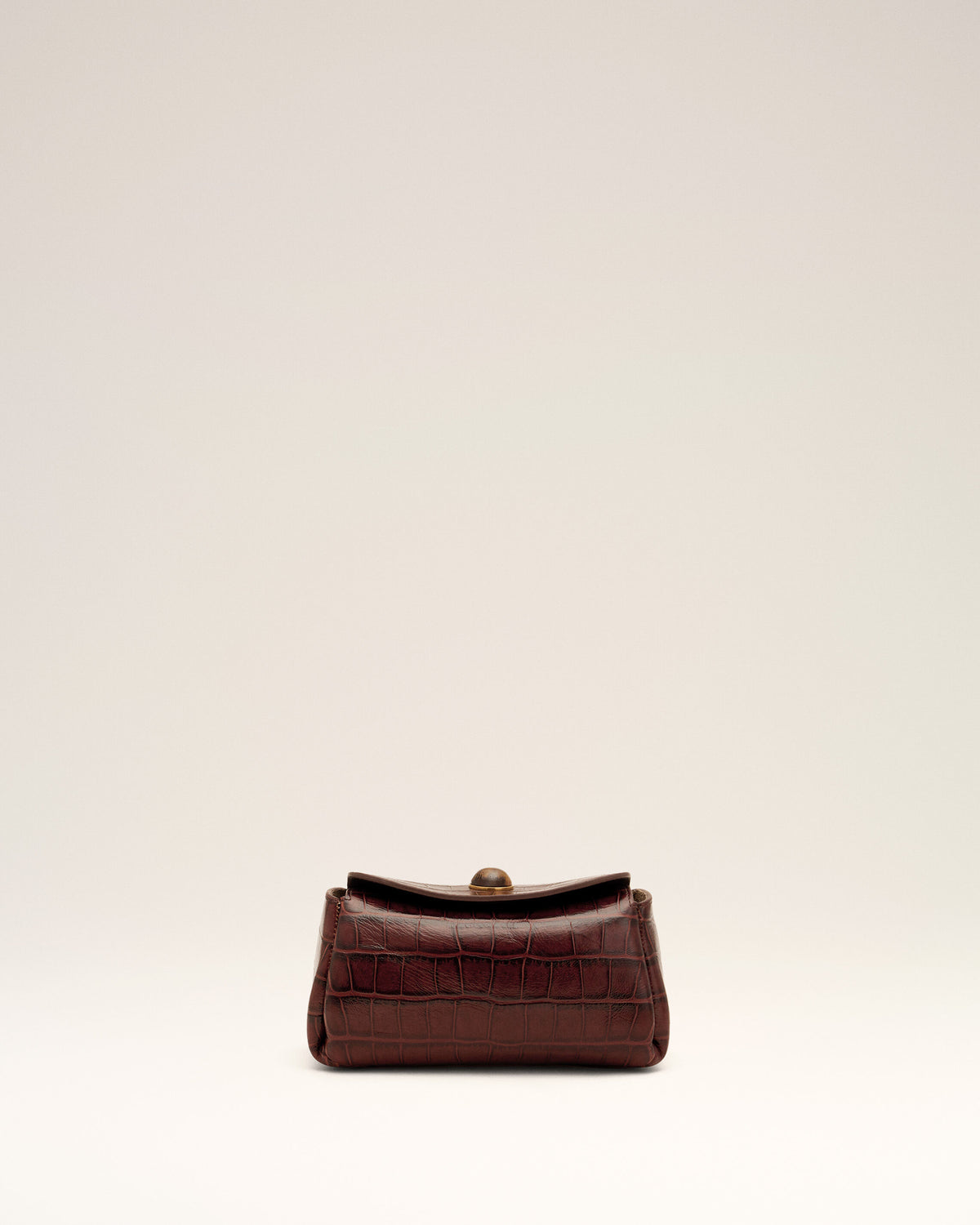 Mini brown crocodile embossed cow leather Carrousel bag - 10