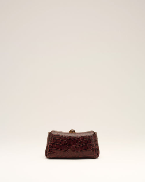 Mini Sac Carrousel marron en cuir de veau embossé crocodile - Homme - 5 - AMI Paris - Ami Paris