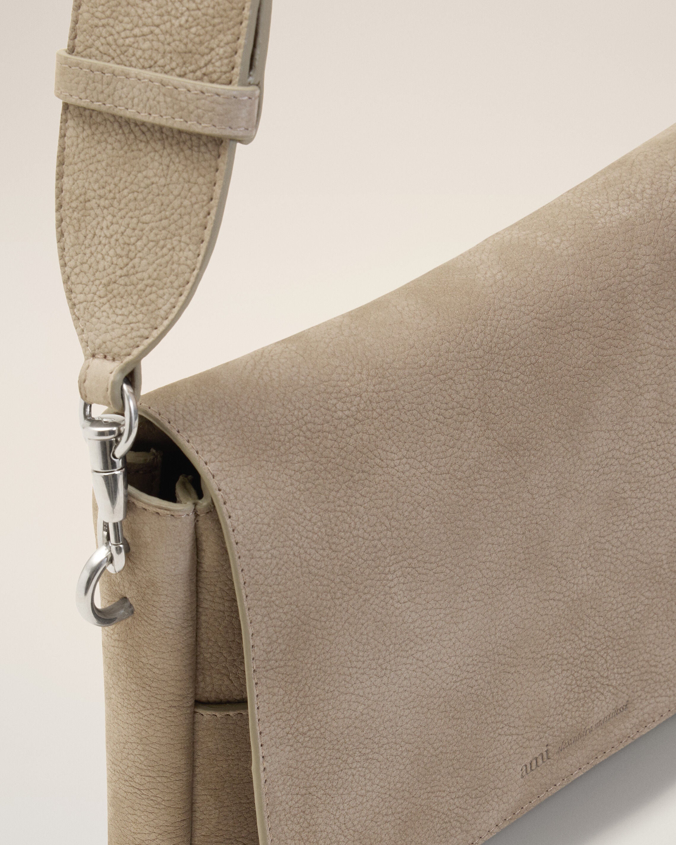 Grey Cow Leather Flap Messenger Carrousel Bag - 13