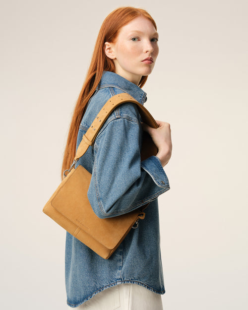                                     Yellow Cow Leather Flap Messenger Carrousel Bag - 3                                 - Ami Paris