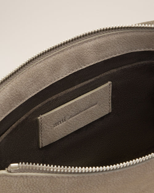 Grey Cow Leather Flap Messenger Carrousel Bag - 7 - Ami Paris