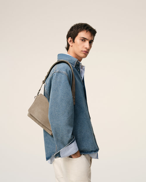 Grey Cow Leather Flap Messenger Carrousel Bag - Man - 2 - AMI Paris - Ami Paris