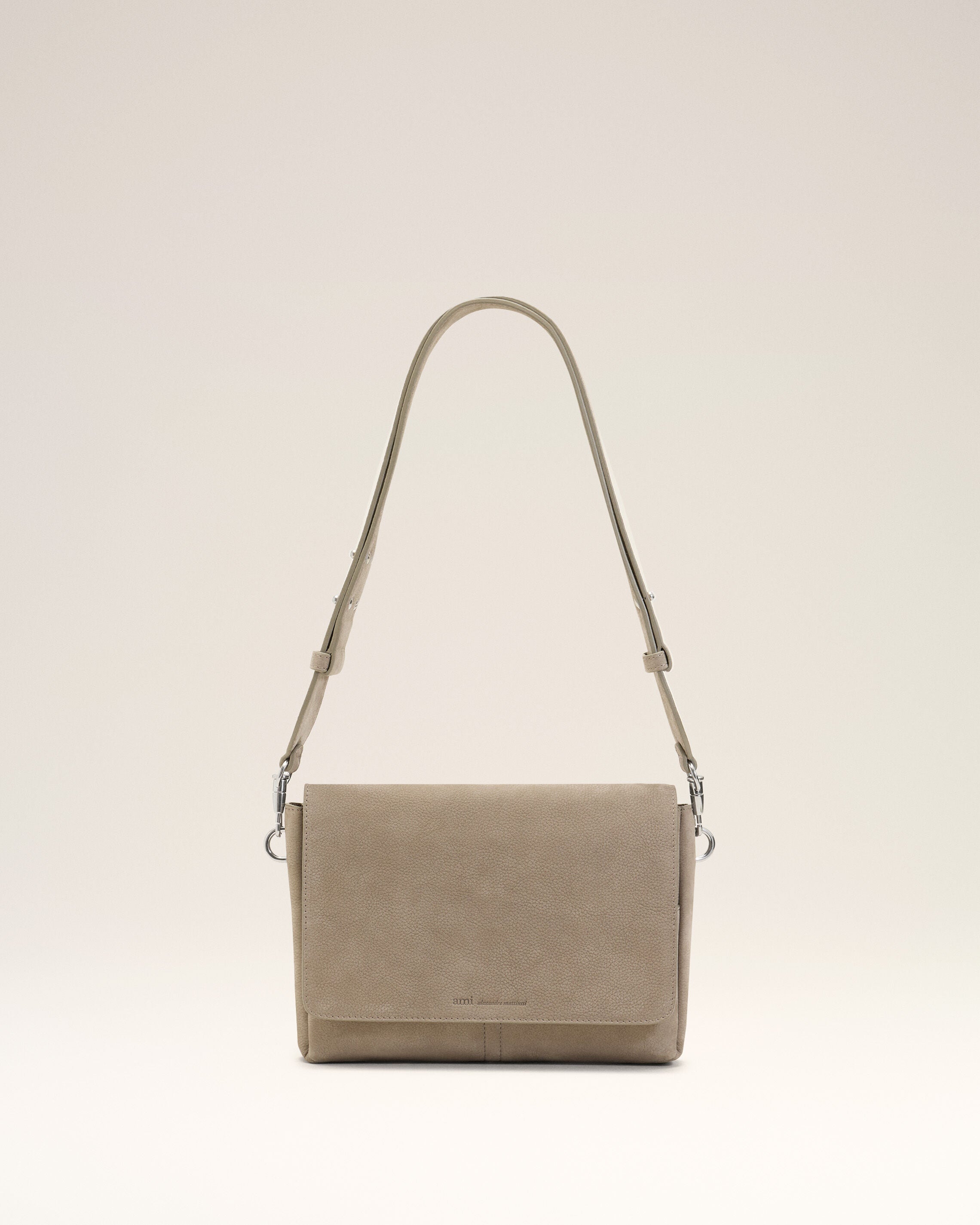 Grey Cow Leather Flap Messenger Carrousel Bag - 1