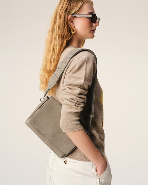 Grey Cow Leather Flap Messenger Carrousel Bag - Woman - 9 - AMI Paris - Ami Paris