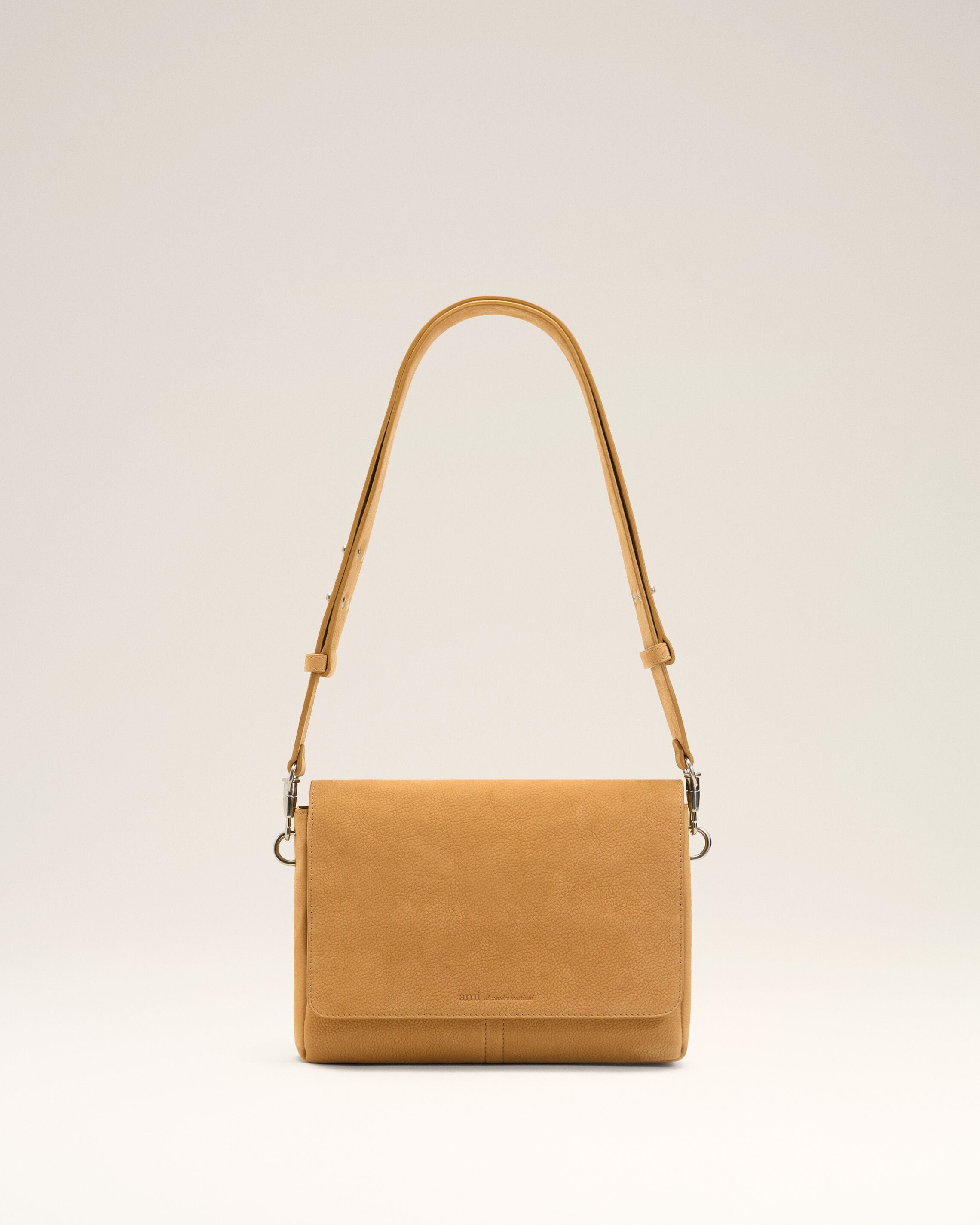 Bolso messenger Carrousel con solapa de piel de vaca amarilla - 2