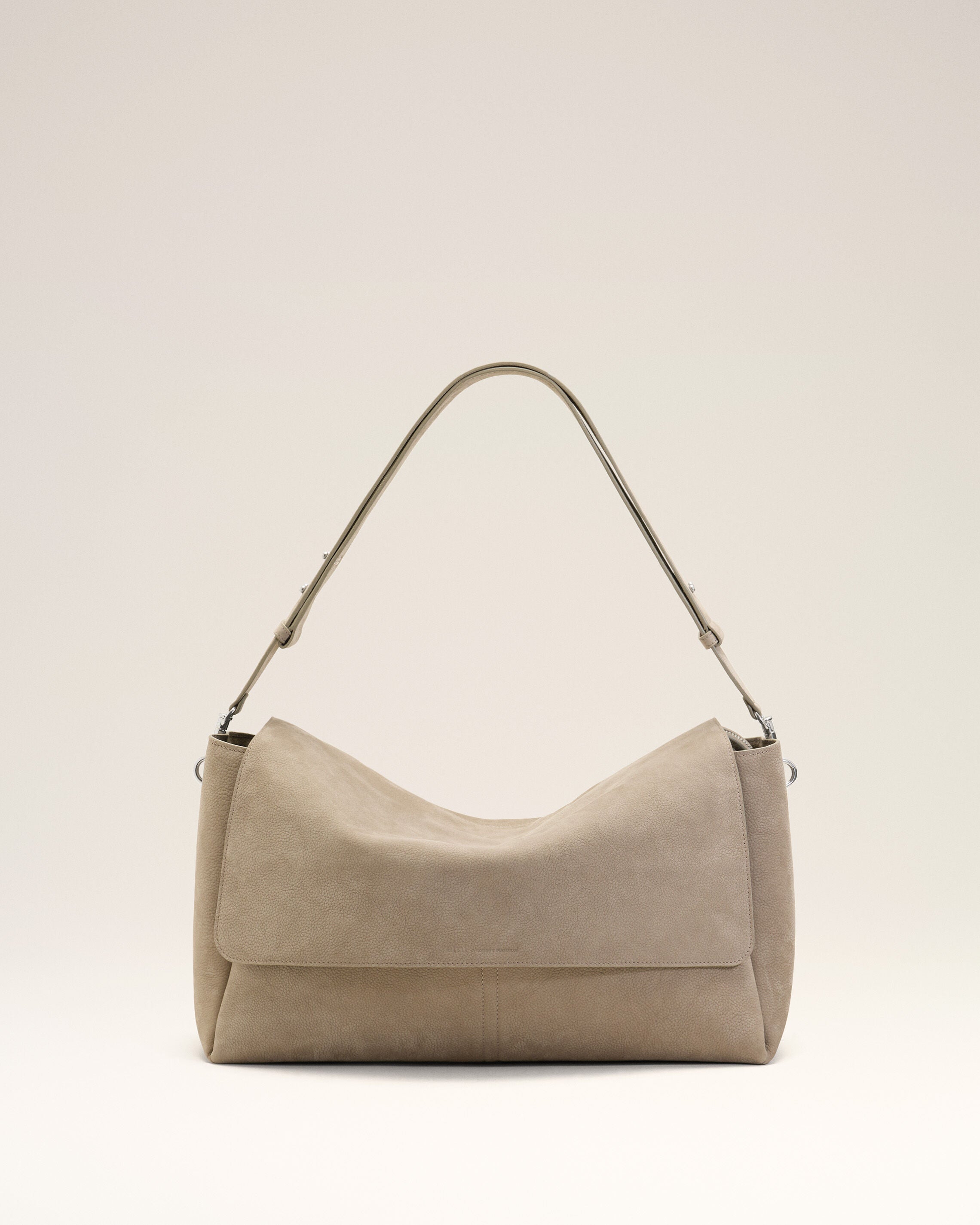 Grey Cow Leather Large Flap Carrousel Bag - 1
