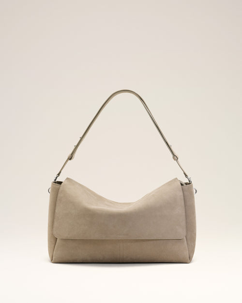 Grey Cow Leather Large Flap Carrousel Bag - 1 - Ami Paris