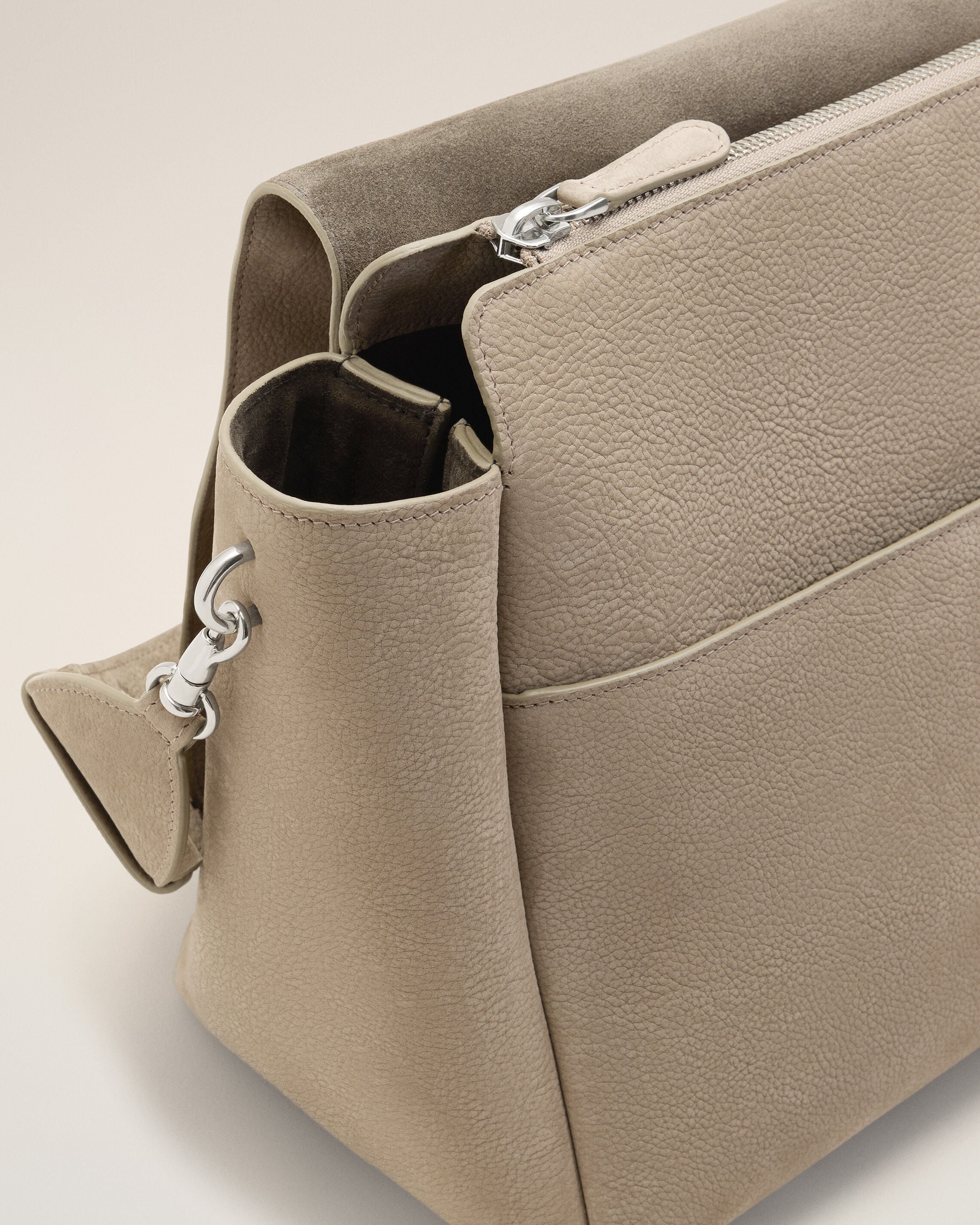 Grey Cow Leather Large Flap Carrousel Bag - 5