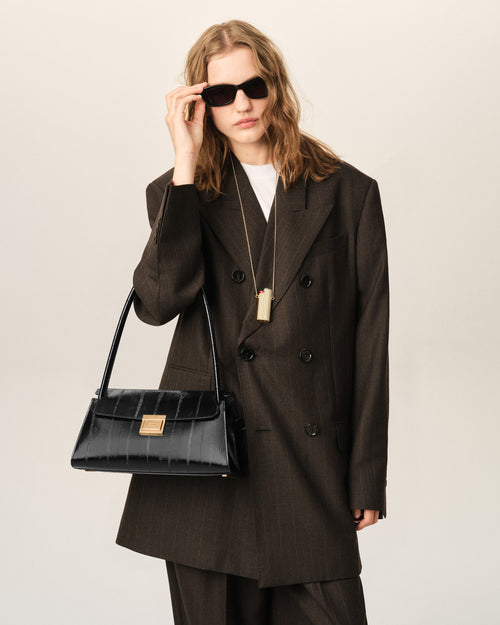 Bolso Mimi pequeño de piel de becerro negro - Mujer - 9 - AMI Paris - Ami Paris