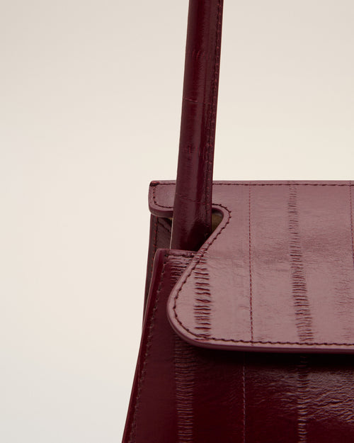 Bolso Mimi pequeño de piel de becerro burdeos - Mujer - 11 - AMI Paris - Ami Paris