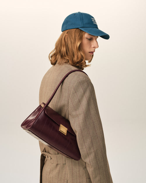 Bolso Mimi pequeño de piel de becerro burdeos - Hombre - 2 - AMI Paris - Ami Paris