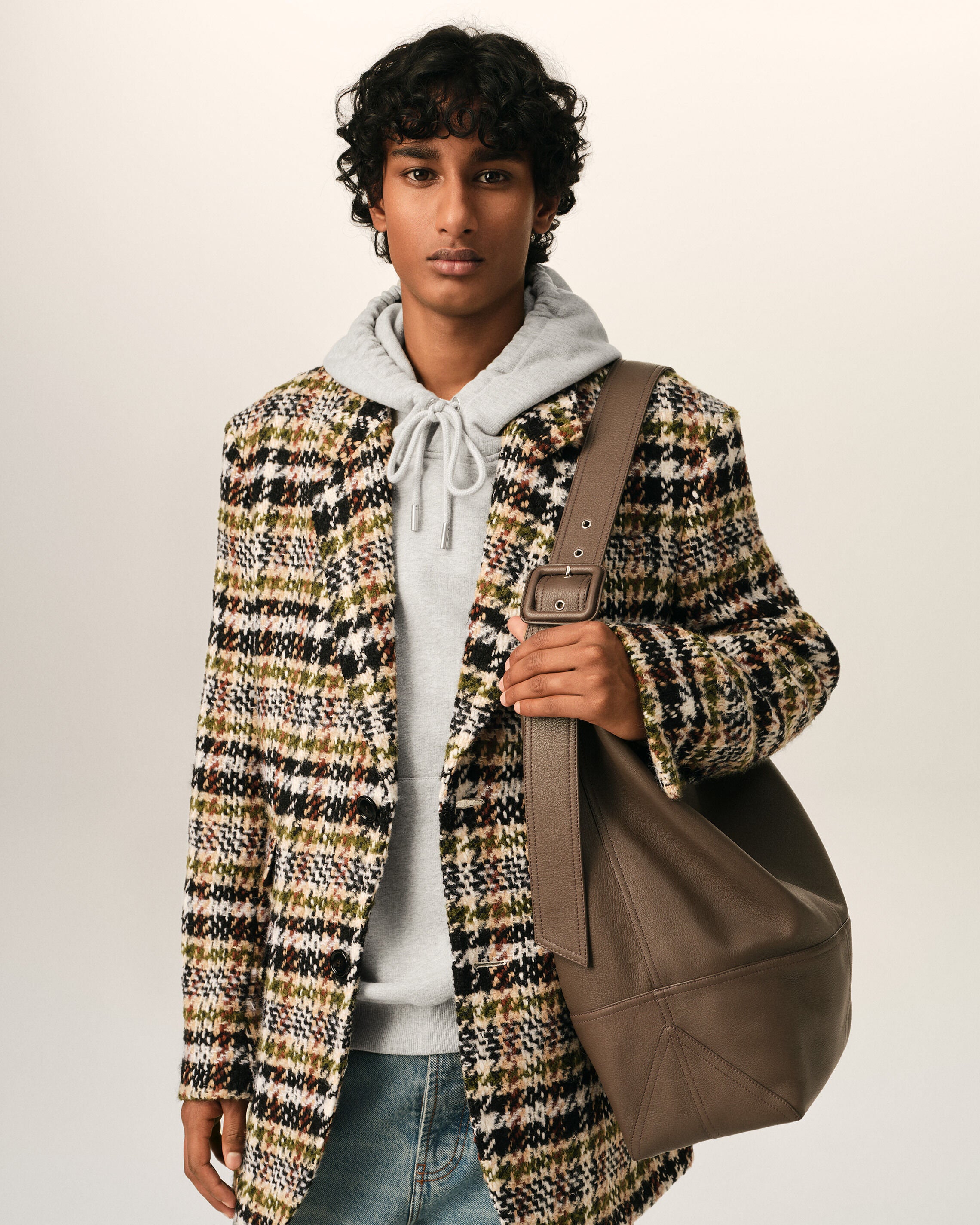 Sac crossbody Etienne marron en cuir de taurillon - 2