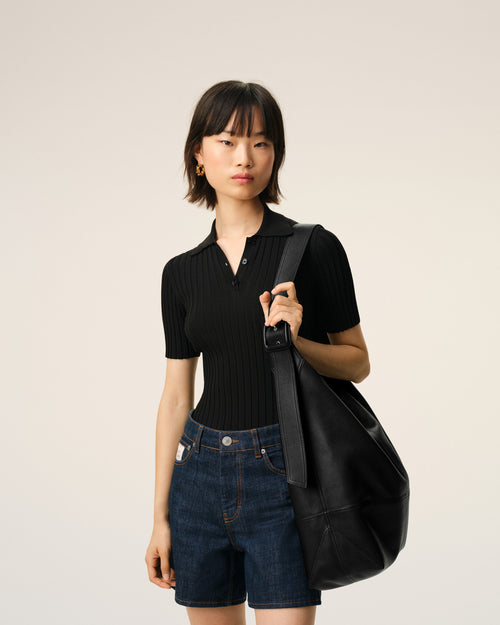                                     Black Soft Leather Etienne Crossbody Bag - 3                                 - Ami Paris