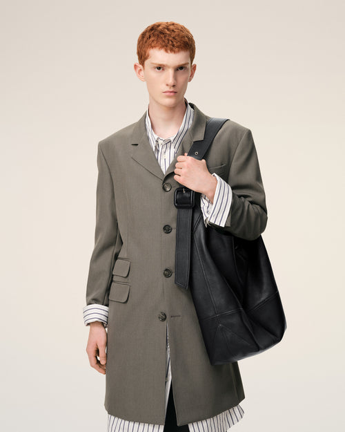 Sac Porte Croisé Etienne Noir en Cuir De Taurillon - 2 - Ami Paris