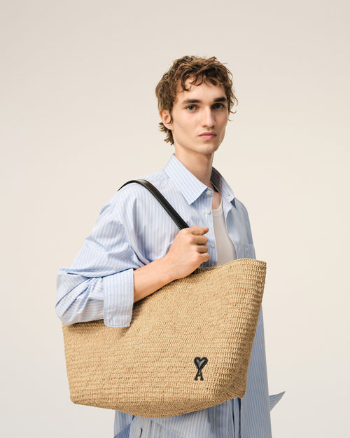 Natural Rafia Ami De Coeur Tote Bag - 2 - Ami Paris