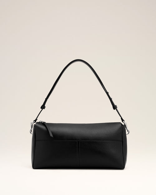 Black cow leather Carrousel zipped bag - BLACK - Ami Paris