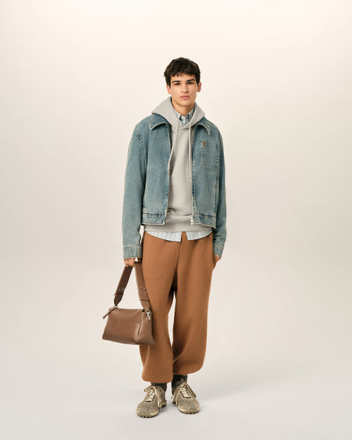 Brown cow leather Carrousel zipped bag - Man - 2 - AMI Paris - Ami Paris