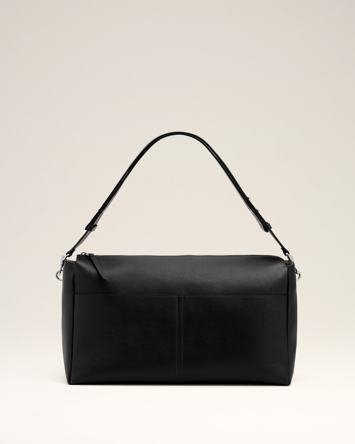 Grand sac zippé Carrousel noir en cuir de veau - 1