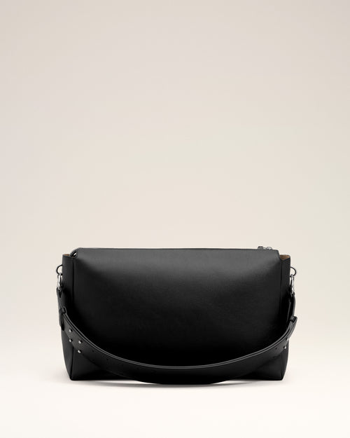 Bolso Carrousel grande de piel de becerro negro con cremallera - Hombre - 5 - AMI Paris - Ami Paris