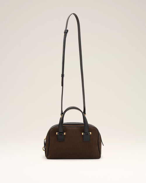 Petit sac bowling Georges marron en cuir de veau - Femme - 10 - AMI Paris - Ami Paris