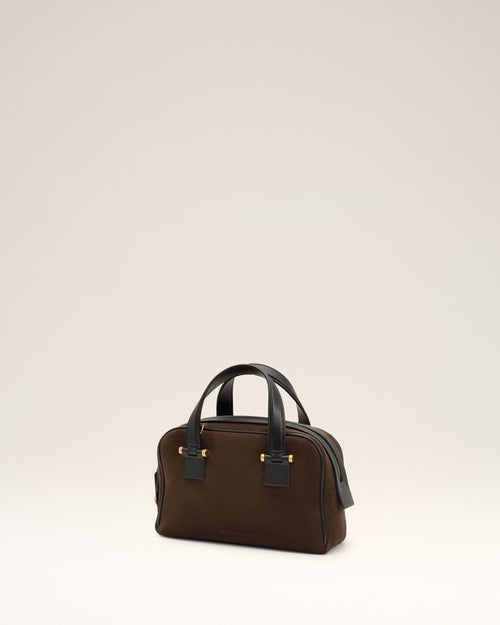 Petit sac bowling Georges marron en cuir de veau - Femme - 11 - AMI Paris - Ami Paris