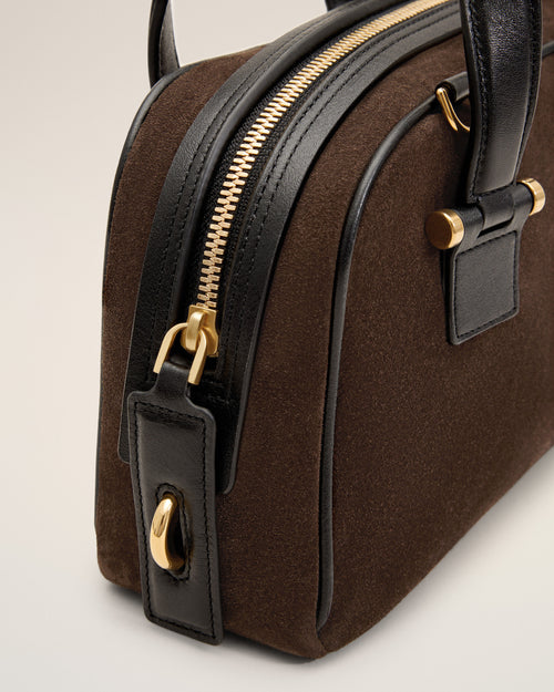 Petit sac bowling Georges marron en cuir de veau - Femme - 13 - AMI Paris - Ami Paris