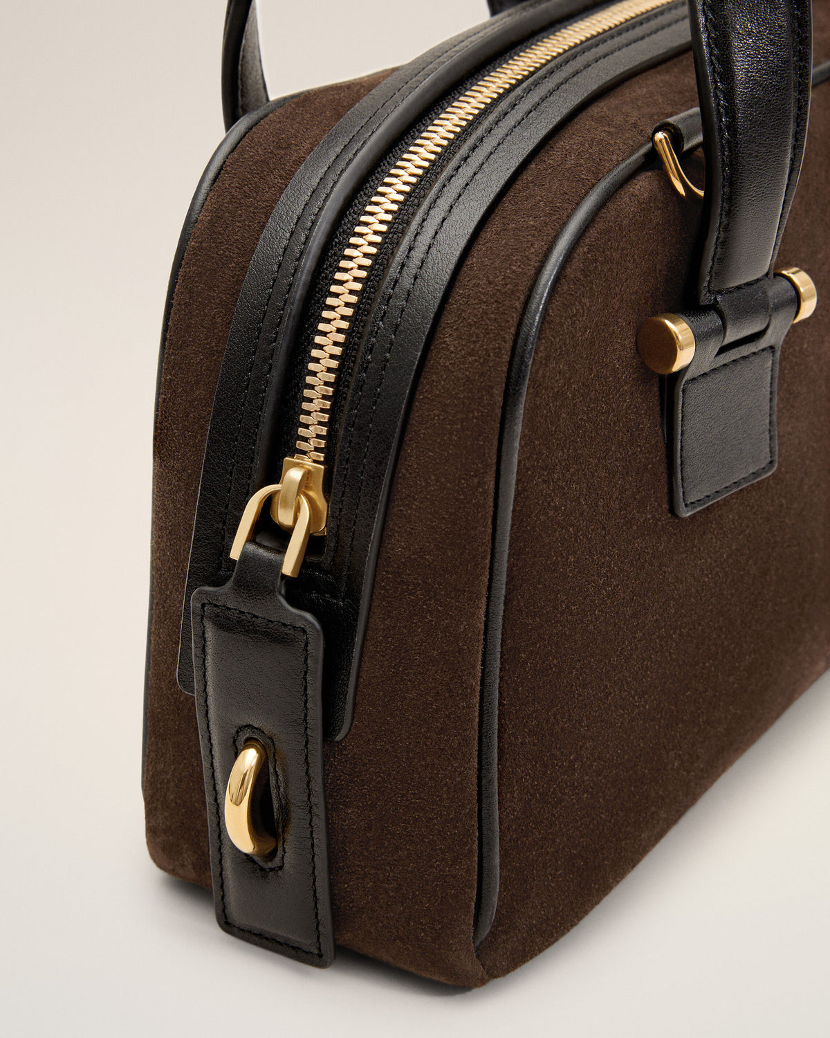 Petit sac bowling Georges marron en cuir de veau - 6